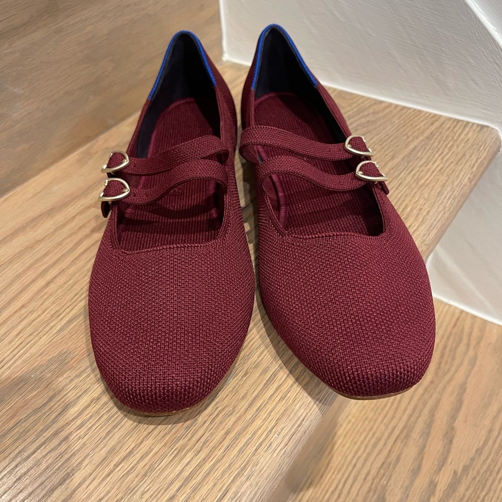 Rothy’s The Double Buckle Mary Jane Cabernet Burgundy Size 8.5 New NWOB Flats - Picture 2 of 16